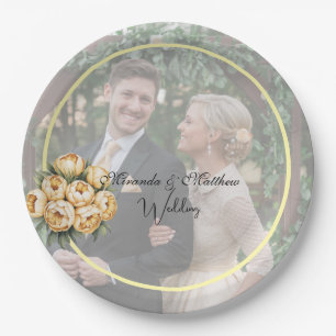 Butter-Gelb-Rose-Bouquet-Hochzeitsstich-Foto Pappteller