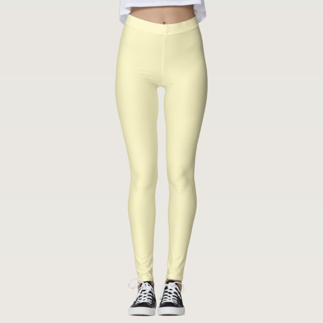 Butter Gelbe Farbe Leggings (Vorderseite)
