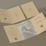 Butter gelbe Foto Hochzeit RSVP Details QR-Code Dreifach Gefaltete Einladung<br><div class="desc">Elegante, minimale Typografie modern, schwarz und Buttergelb alles in einem Budget Hochzeitseinladung Vorlage mit 2 Fotos, uAwg und Details mit dem Scannen von QR-Codes mit einem schicken angesagten Kalligraphie-Skript und hellcremefarbenen transparenten Overlay. Einfach mit ein oder zwei benutzerdefinierten Fotos personalisieren (Sie können das gleiche Foto auf beiden Seiten hochladen) und...</div>