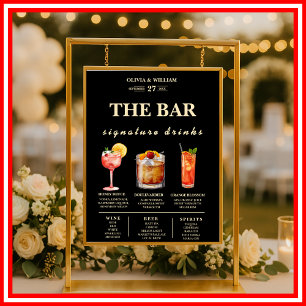Butter Gelbe Hochzeitsignatur Drinks Bar Menu Poster