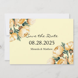 Butter-Gelbe Rose Bouquet Save the Date Einladung