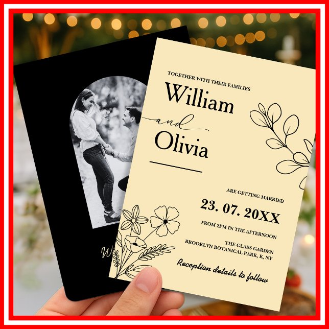 Butter Gelbe Wildblume Foto Hochzeit Einladung (Von Creator hochgeladen)