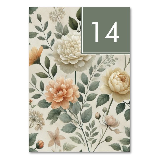 Butter Gelbes Wasserfarben Floral Elegante Hochzei Tischnummer (Vorderseite)