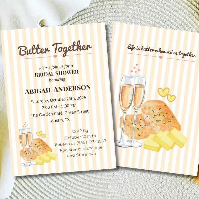 Butter Gemeinsam Brautparty Champagner & Brot Einladung (Von Creator hochgeladen)