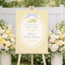 Butter-Halb-Gingham-Hochzeitsdusche-Willkommen