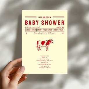 Butter Kuh Rotes Neutrales Baby Shower Einladung