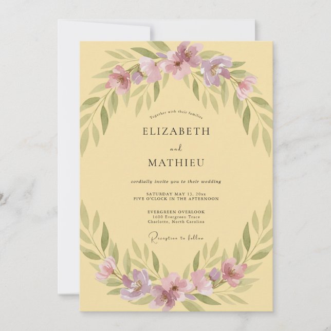 Butter-Lilien-Hochzeit Einladung (Vorderseite)