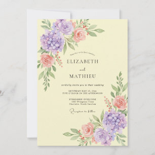 Butter-Lilien-Hortensien-Eukalyptus-Hochzeit Einladung