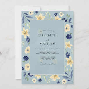 Butter Midnight Wildflower Hochzeit Einladung