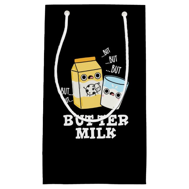 Butter Milch Funny Food Dairy Pun Dark BG Kleine Geschenktüte (Vorderseite)