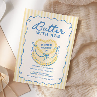 Butter mit dem Alter Kokette Buttern Geburtstagsfe Einladung