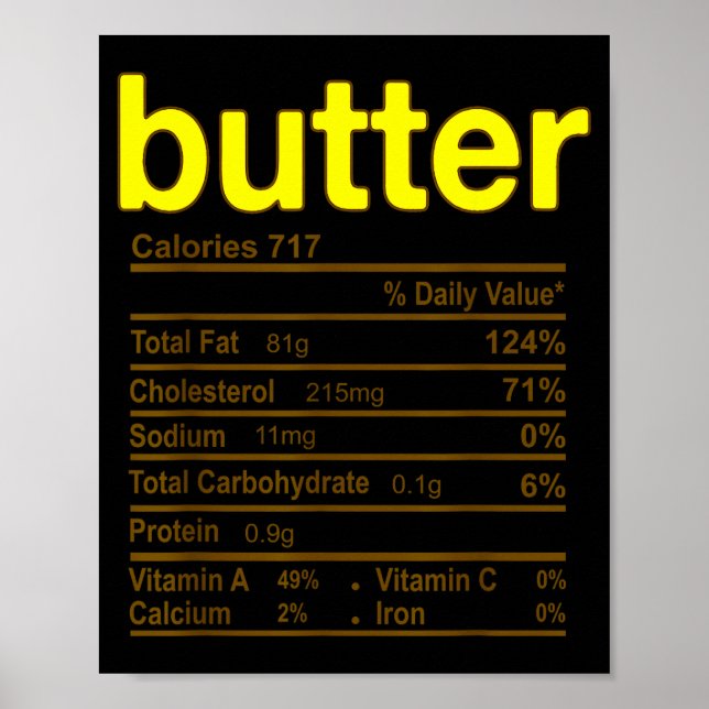 Butter Nutrition Facts Funny Thanksgiving Christma Poster (Vorne)