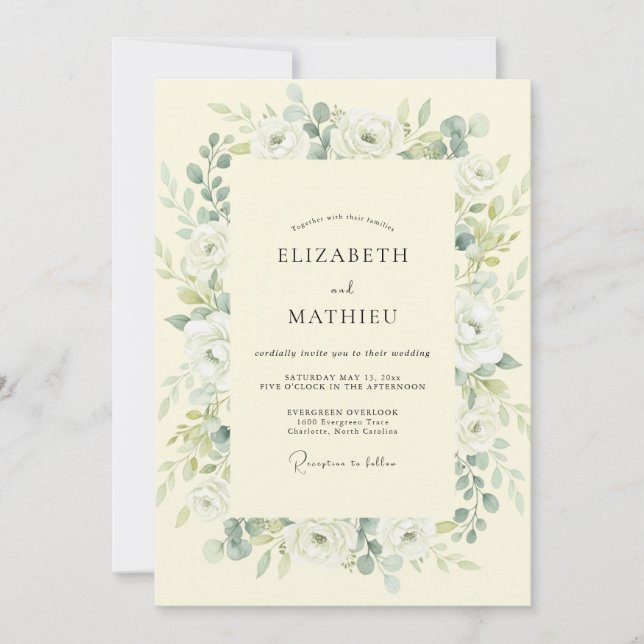 Butter-Olivblatt-Hochzeit Einladung (Vorderseite)