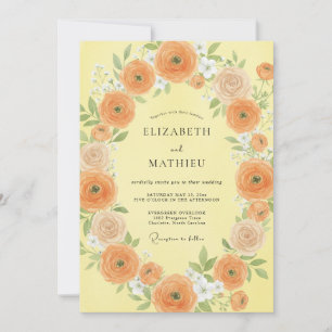 Butter Orange Ranunculus Eucalyptus Hochzeit Einladung