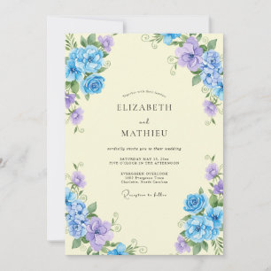 Butter Periwinkle Ranunculus Eucalyptus Hochzeit Einladung