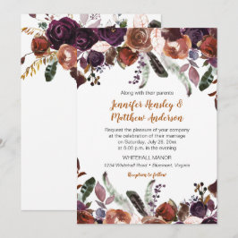 Butter Rum Rust Dark Lila Rose Boho Hochzeit Einladung