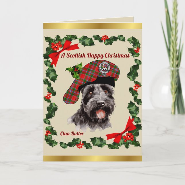 Butter Scottie Dog Personalisiert Xmas Karte (Vorderseite)