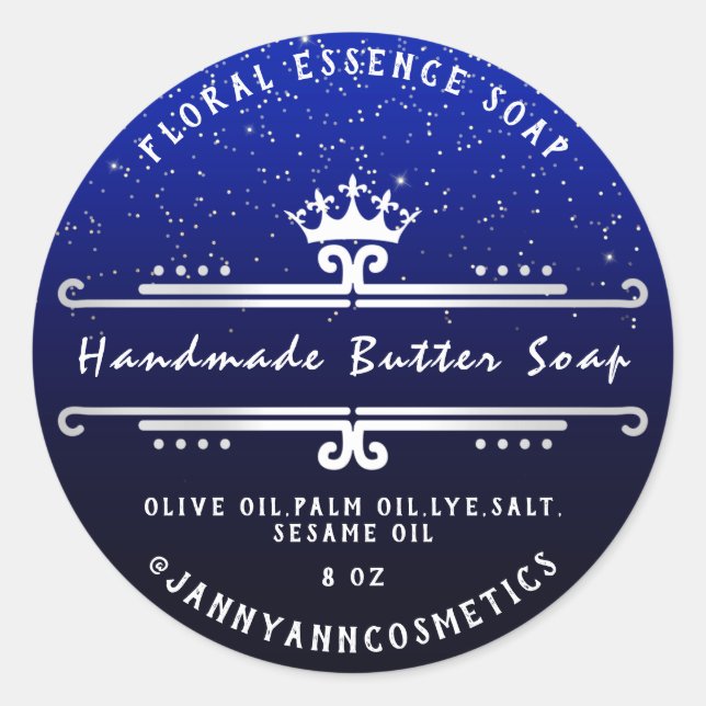 Butter Seife Kosmetik Grau Royal Blue Navy Runder Aufkleber (Vorderseite)