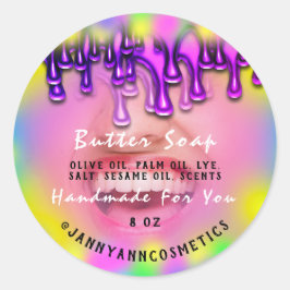 Butter Seife Kosmetik Hot Pink Holograph Lächeln Runder Aufkleber