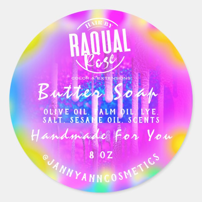 Butter Seife Kosmetik Logo Holograph Farbtherapie Runder Aufkleber (Vorderseite)