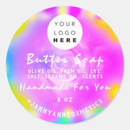 Butter Seife Kosmetik Logo Holograph Pink Cleaner Runder Aufkleber
