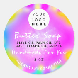 Butter Seife Kosmetik Logo Holograph Pink Makeup Runder Aufkleber