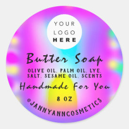 Butter Seife Kosmetik Logo-Holograph Unicorn Rosa Runder Aufkleber