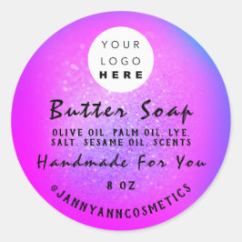 Butter Seife Kosmetik Logo Logo Glitzer Rosa Runder Aufkleber