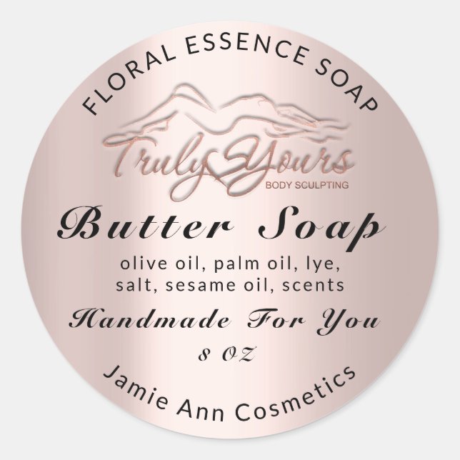 Butter Seife Kosmetik Produkt Handgefertigte Rose  Runder Aufkleber (Vorderseite)