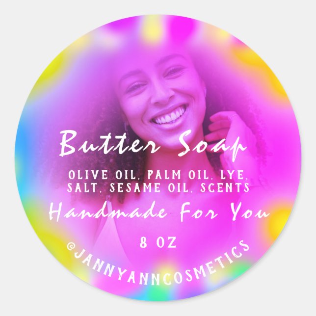 Butter Seife Kosmetisches FotoHolograph Farbtherap Runder Aufkleber (Vorderseite)