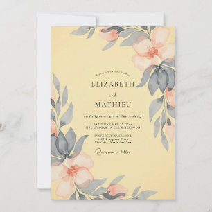 Butter Slate Pfingstrosen-Hochzeit Einladung