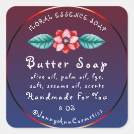 Butter Soap Kosmetik Handmade Logo Burgundy Navy Quadratischer Aufkleber