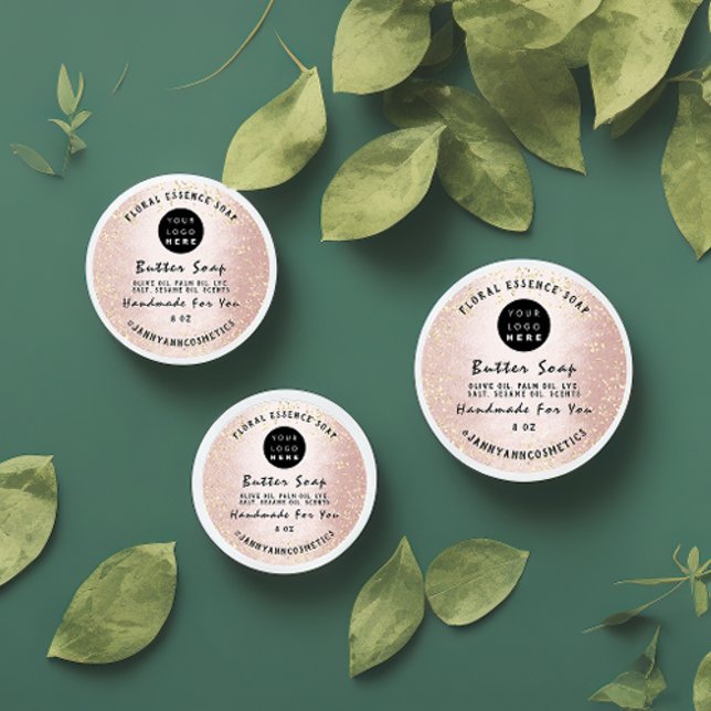 Butter Soap Kosmetik Handmade Logo Holograph Rose Runder Aufkleber (Von Creator hochgeladen)