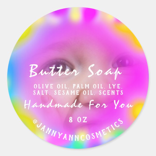 Butter Soap Kosmetische Baby Holograph Farbtherapi Runder Aufkleber (Vorderseite)