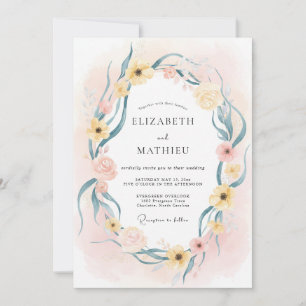 Butter Teal Kranz Hochzeit Einladung