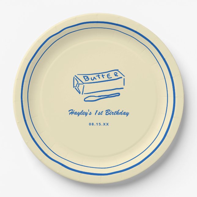 Butter-Themen-Gelbe-Butter-Geburtstagsfeier  Pappteller (Vorderseite)