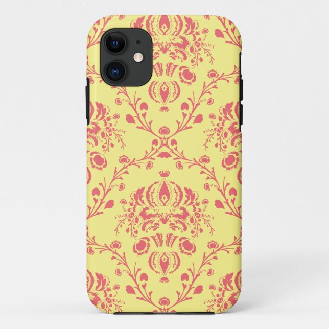 Butter und Cranberry Damask Case-Mate iPhone Hülle (Rückseite)