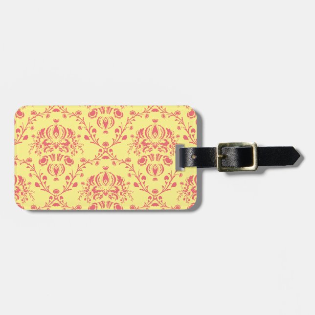 Butter und Cranberry Damask Gepäckanhänger (Vorderseite horizontal)