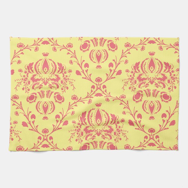 Butter und Cranberry Damask Handtuch (Horizontal)