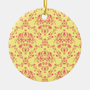 Butter und Cranberry Damask Keramik Ornament