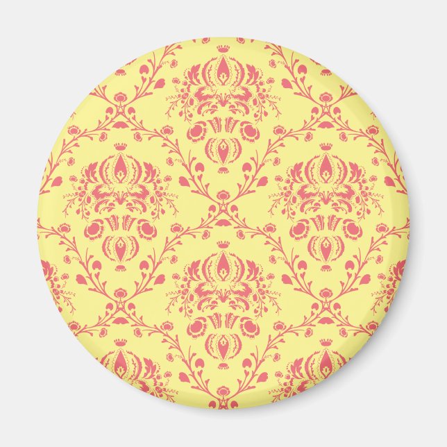 Butter und Cranberry Damask Magnet (Vorne)