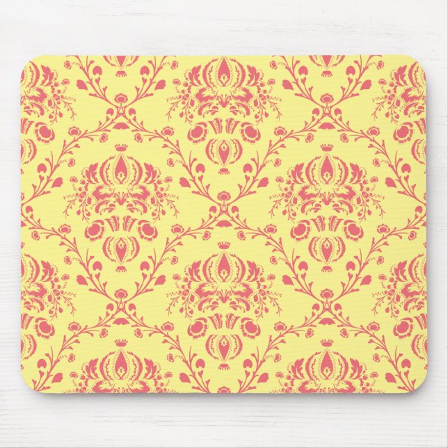 Butter und Cranberry Damask Mousepad (Vorne)