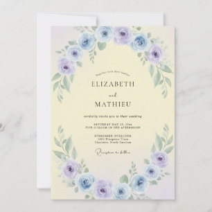 Butter-Violette Ranunculus-Eukalyptus-Hochzeit Einladung