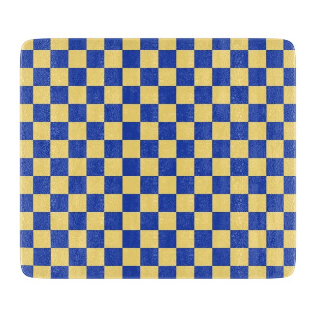 Butter yellow and blue checkered board pattern schneidebrett (Vorderseite)
