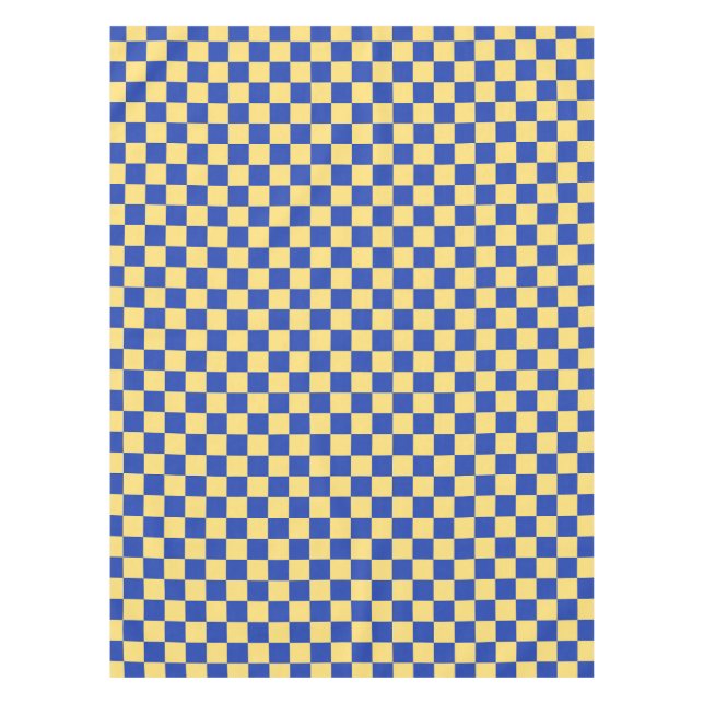 Butter yellow and blue checkered board pattern tischdecke (Vorderseite)
