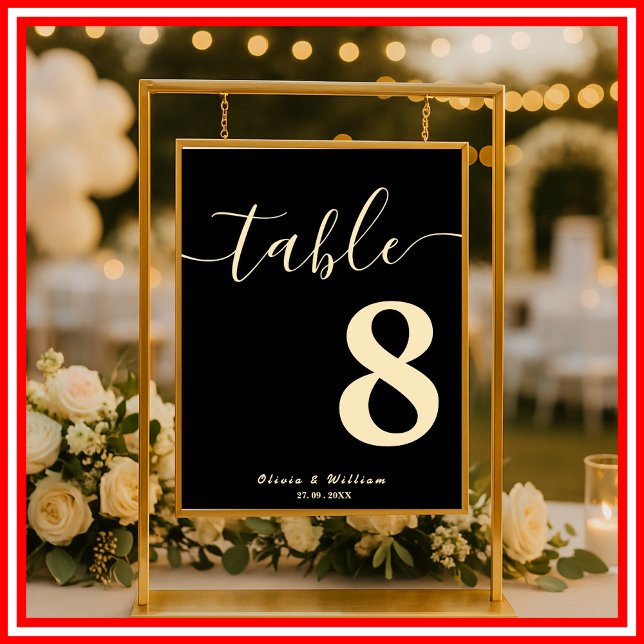Butter Yellow Black Wedding Table Number  Poster (Von Creator hochgeladen)