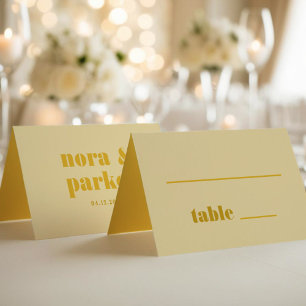 Butter Yellow Bold Typografy Simple Wedding Platzkarte