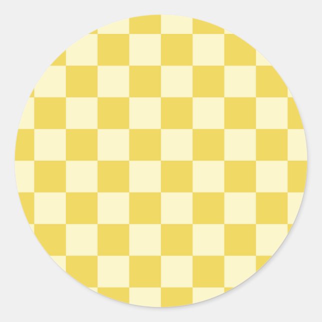 Butter Yellow Checkerboard Runder Aufkleber (Vorderseite)