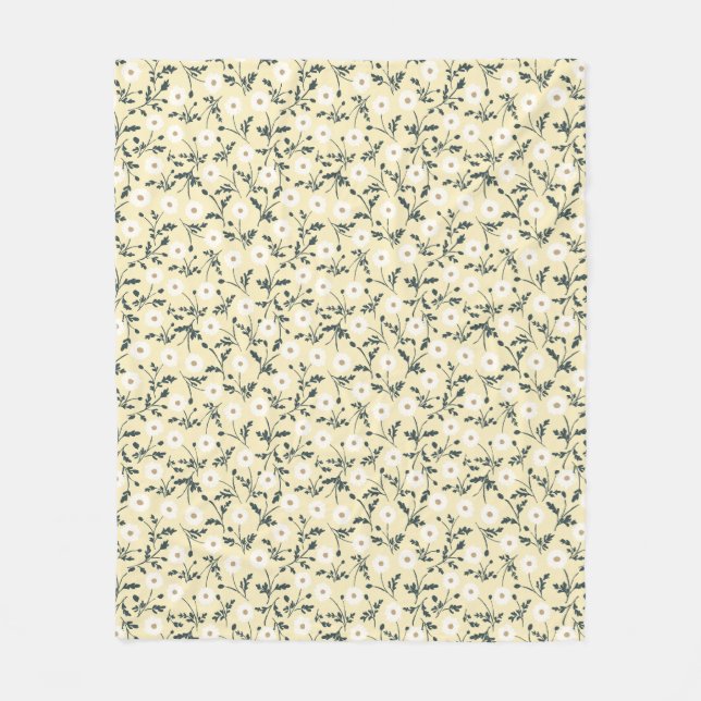 Butter Yellow Cream Modern Farmhouse Daisy Pattern Fleecedecke (Vorderseite)
