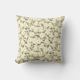Butter Yellow Cream Modern Farmhouse Daisy Pattern Kissen